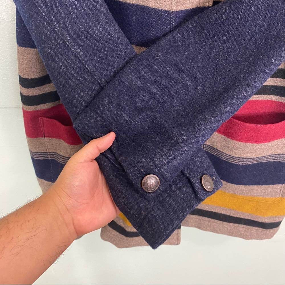 Pendleton‎ Camp Stripe Wool Navy Blue Parka Large - Picture 5 of 11
